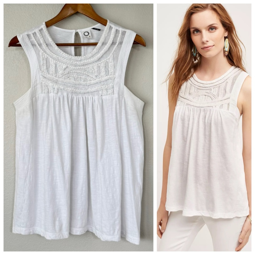 Anthropologie White Sleeveless Tank Top